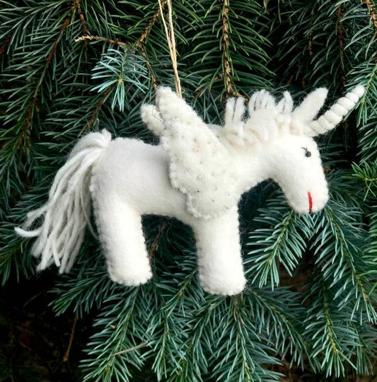 White Unicorn Ornament