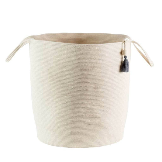 Floor Basket - Ivory (tassel) Mia M Cotton-made in South Africa