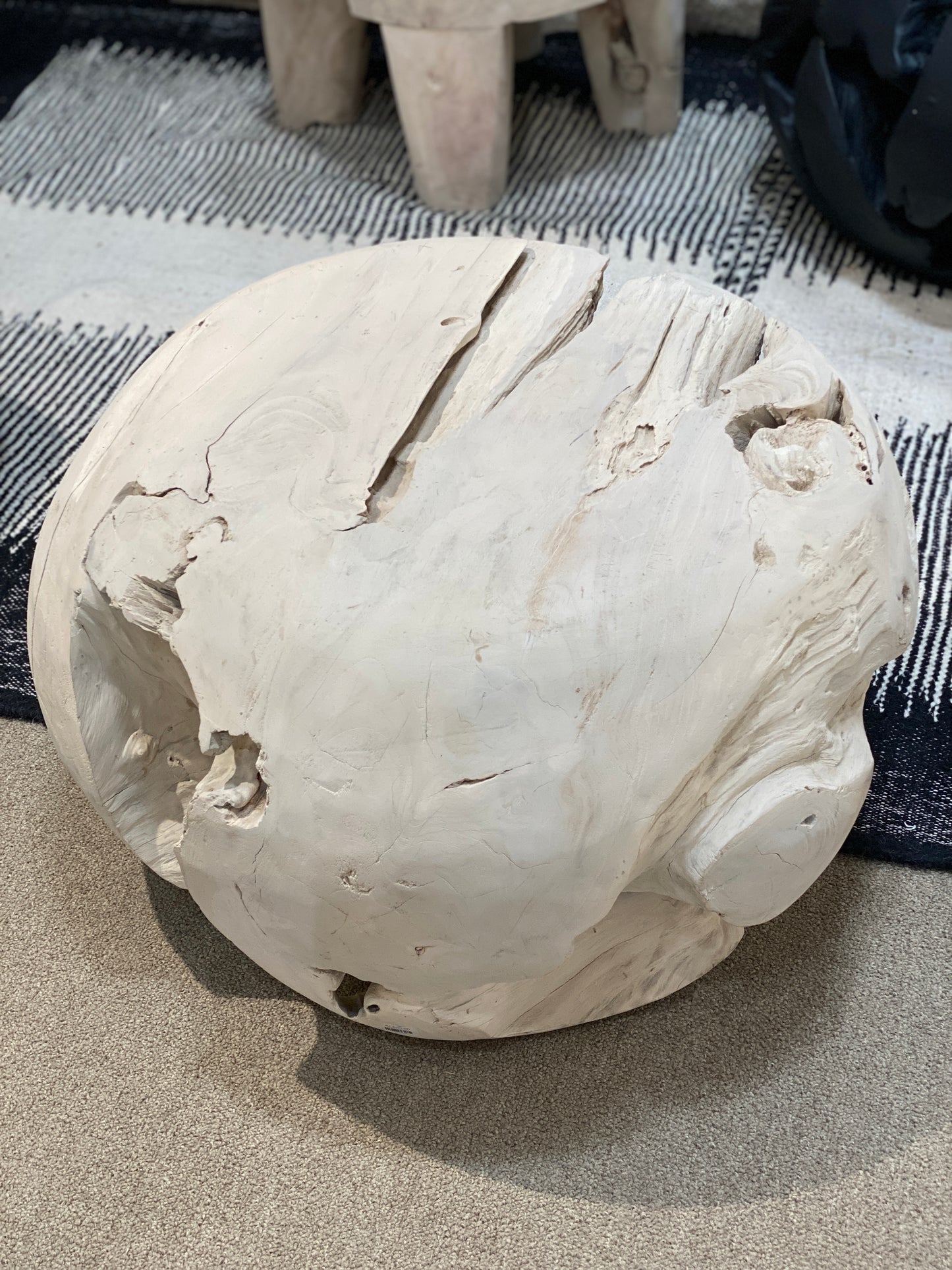 Weathered teak root round side table