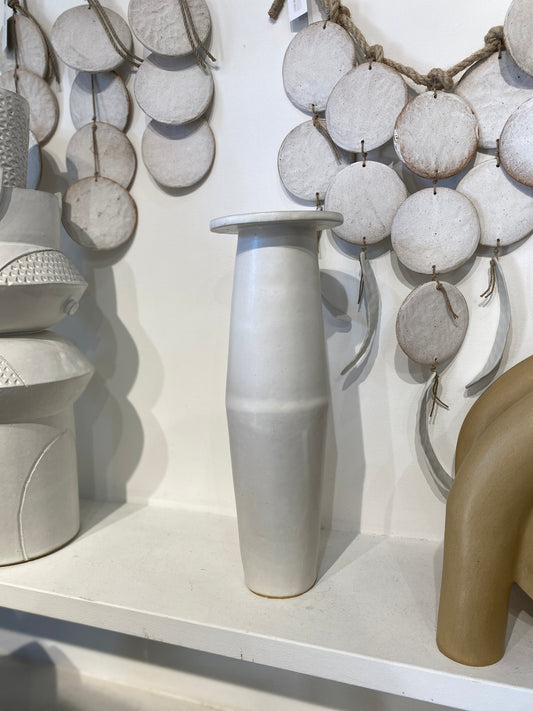 Tall Saucer Vase, Marshmallow